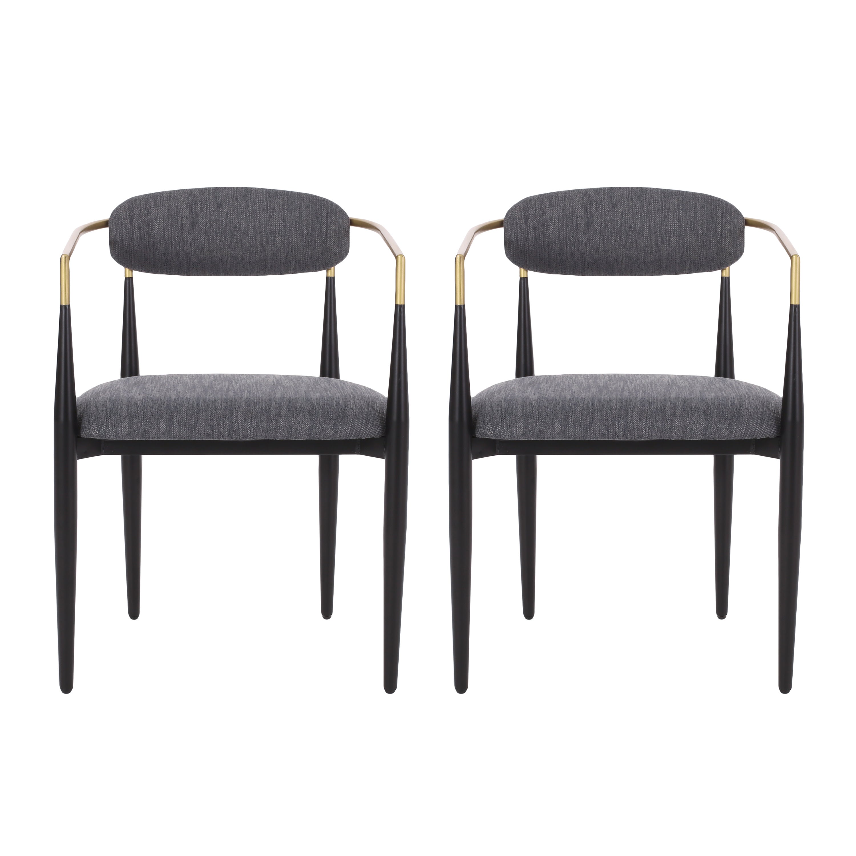 Camas Modern Fabric Upholstered Iron Dining Chairs, Set of 2