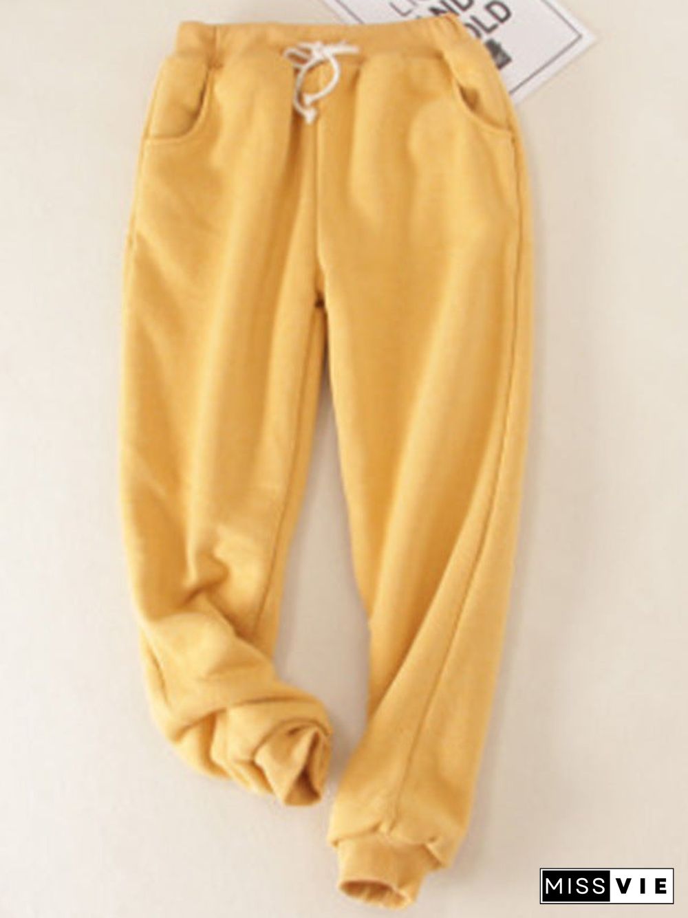 Casual Fluff/Granular fleece fabric Loose H-line Pants