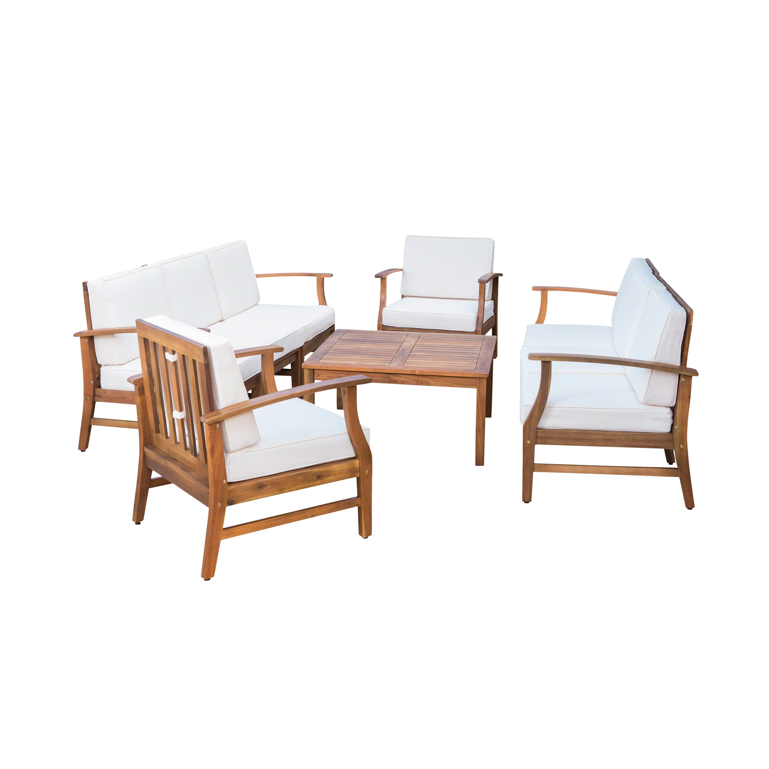 Scarlett Outdoor 8 Seat Teak Finished Acacia Wood Sofa and Table Set