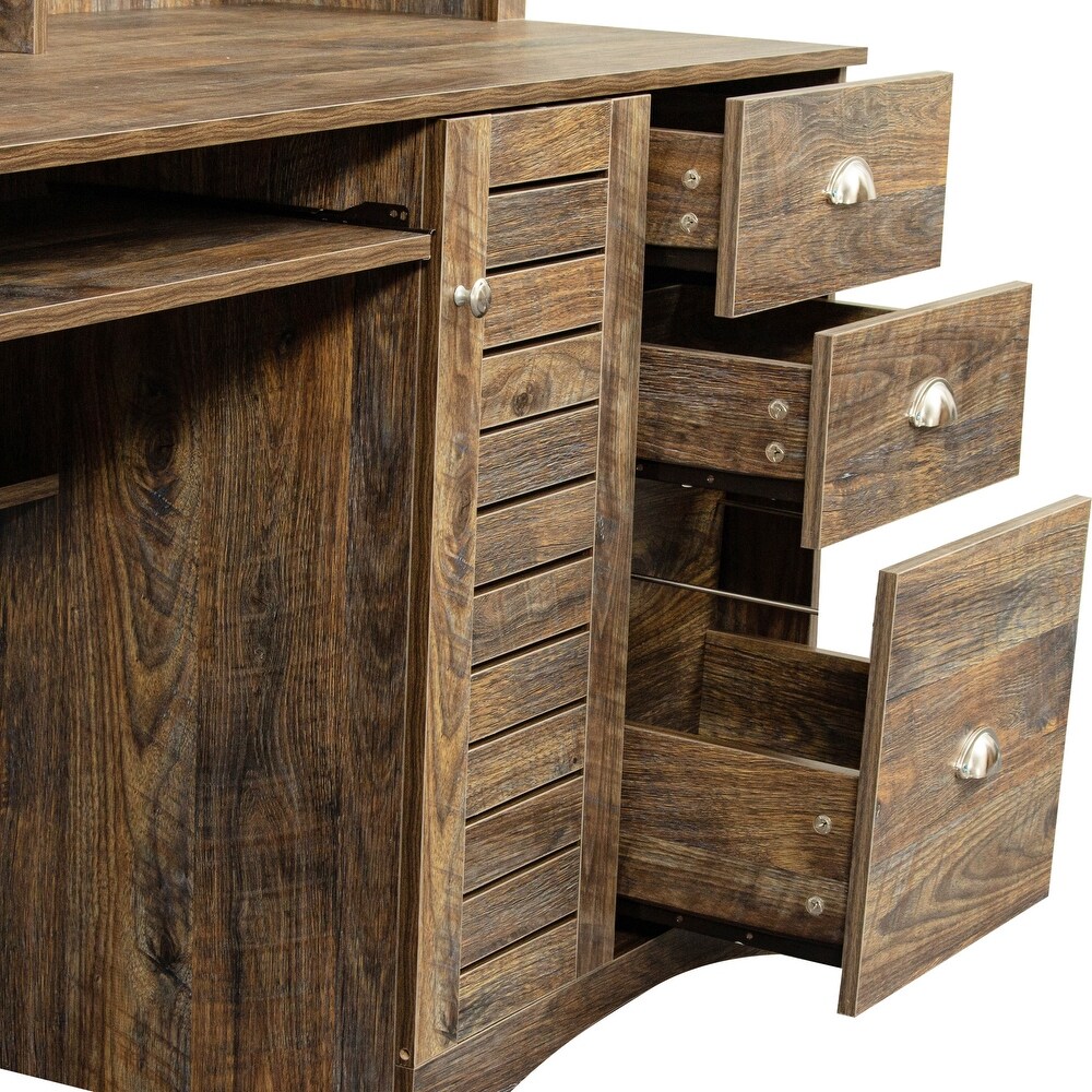 Home Office Wood Computer Desk with Hutch