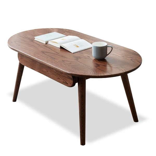 Table with Drawers Solid Wood Top Board Desk Coffee Table