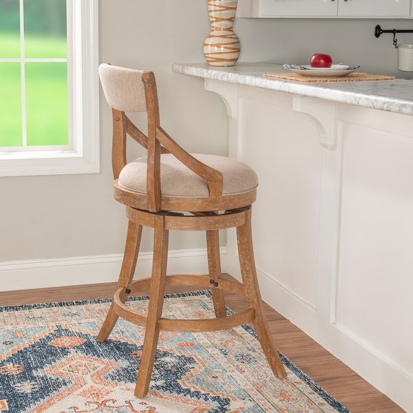 Grady Big and Tall Whitewash 360 Swivel Wood Barstool