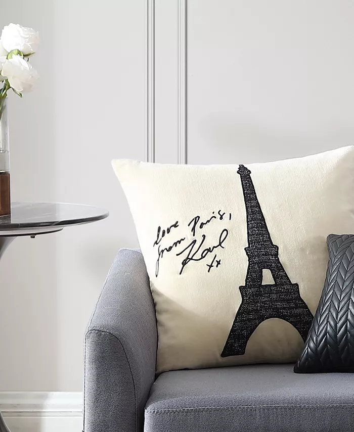 KARL LAGERFELD PARIS Love from Paris Decorative Pillow， 20