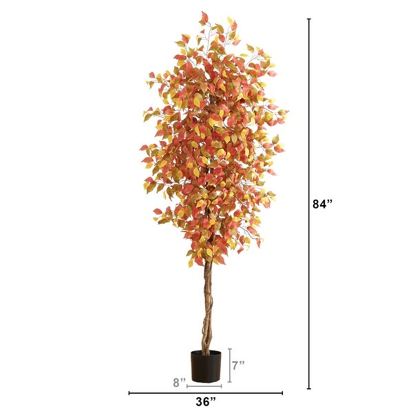 7' Autumn Ficus Artificial Fall Tree