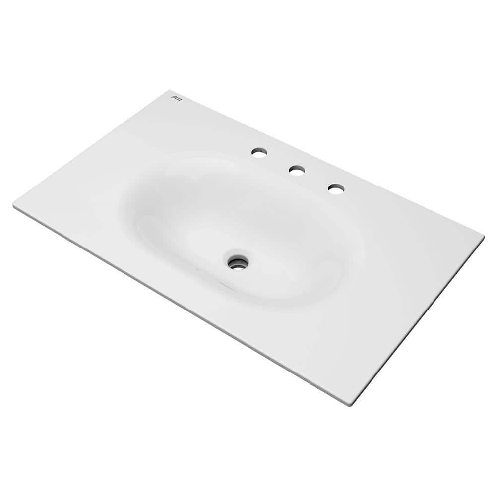 American Standard Studio S 33 in Bathroom Vanity Sink Top with 8 in Faucet Holes in White