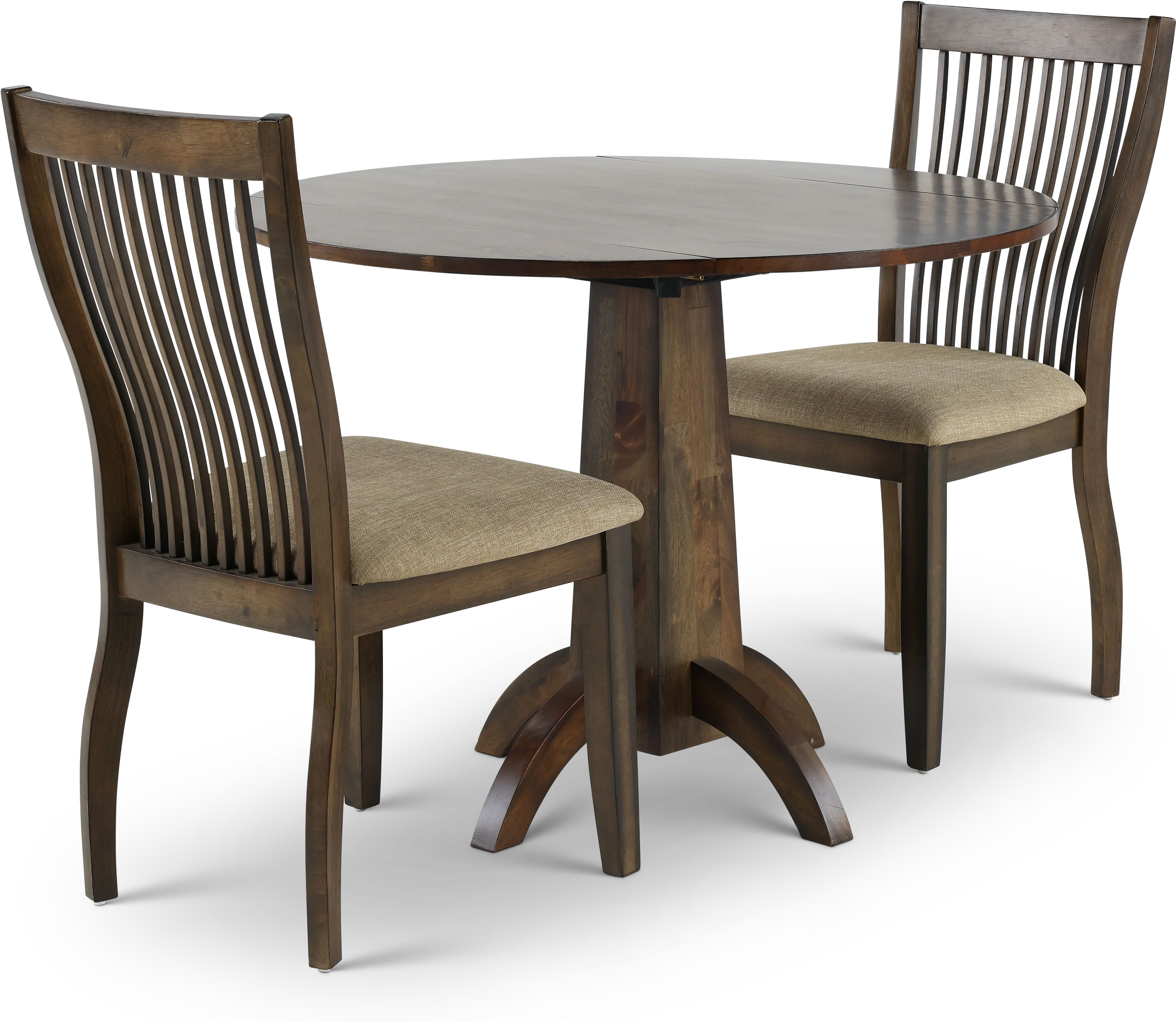 Zoey Mango Wood 3 Piece Dining Room Set with Slat Back Chairs