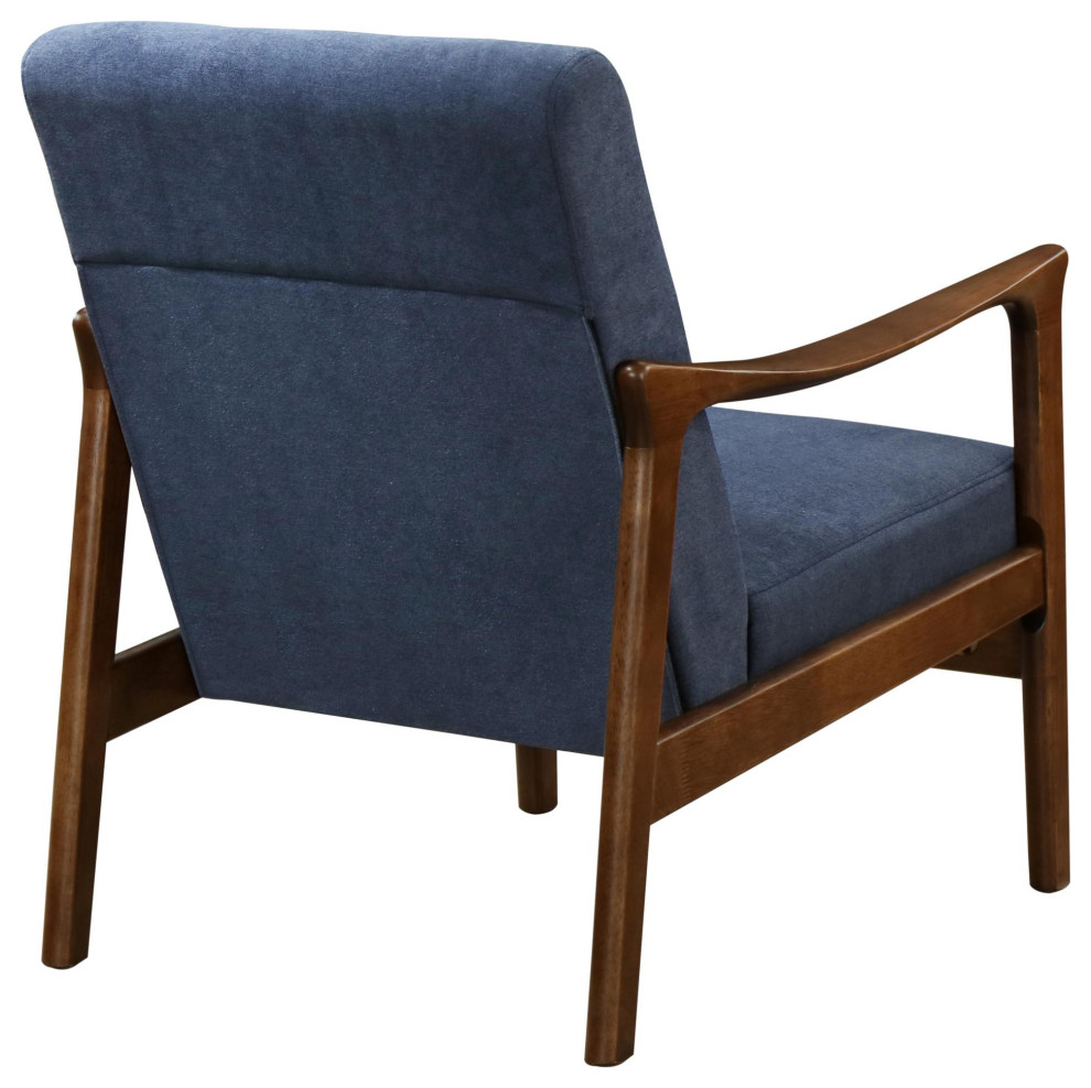 Brysen Arm Chair Dark Walnut Frame  Studio Dark Blue   Midcentury   Armchairs And Accent Chairs   by Virgil Stanis Design  Houzz