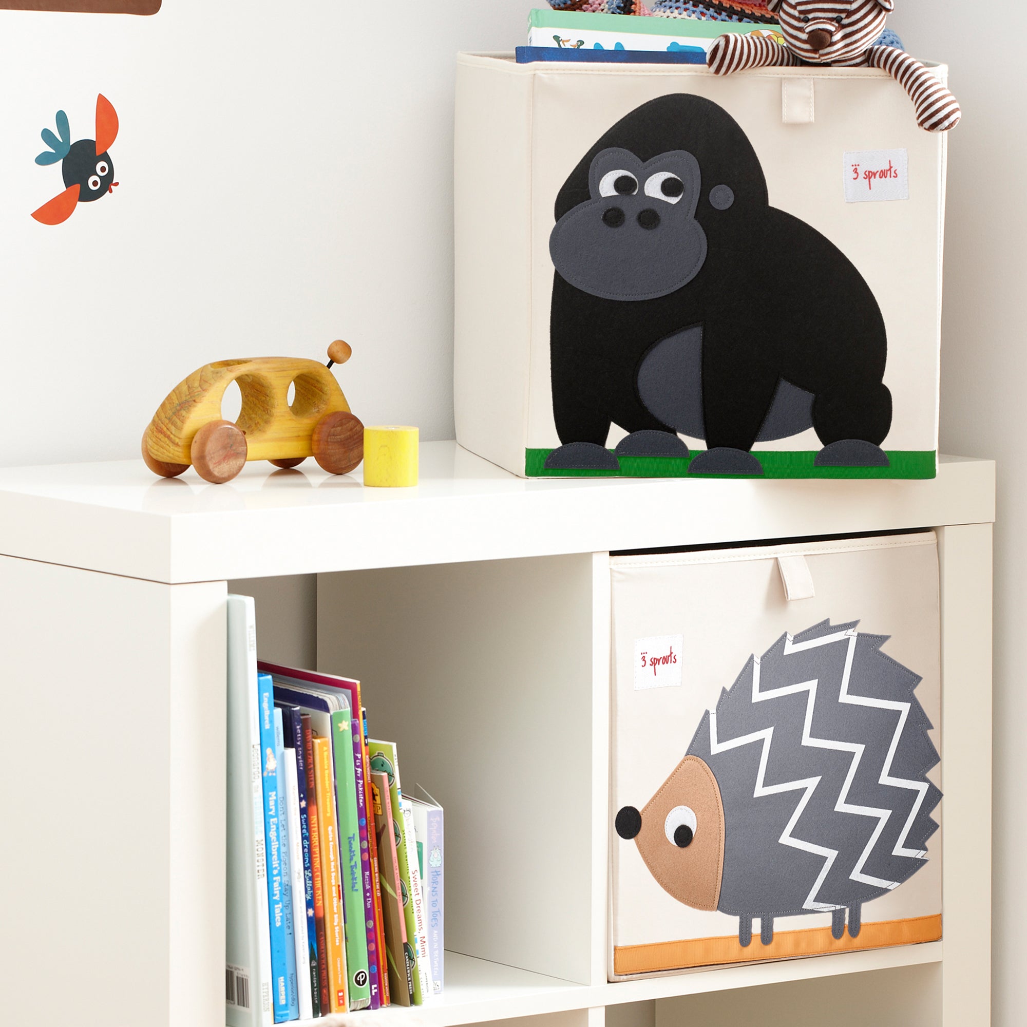 3 Sprouts Kids Felt Dragon Storage Cube Bin with Gorilla Fabric Storage Cube Bin