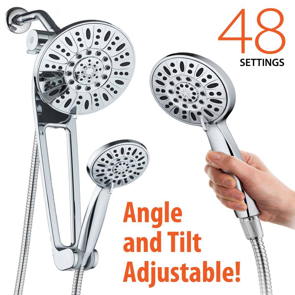 Hotel Spa 48-spray 7 in. High PressureDual Shower Head and Handheld Shower Head in Chrome 9782