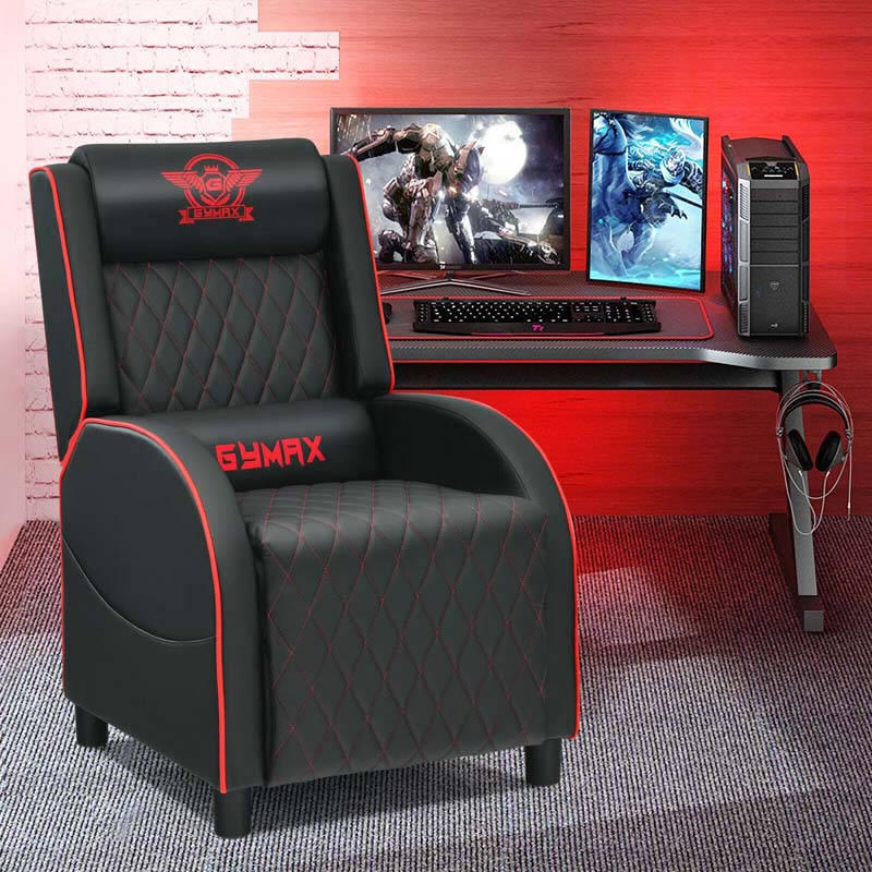 Massage Gaming Recliner Chair, PU Leather Gaming Sofa, Single Sofa, Lounge Sofa, Home Theater Seat with Adjustable Backrest & Footrest