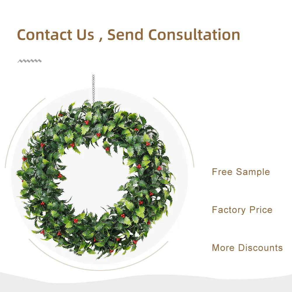 Hh 13 Garden Supplies Door Decorative Christmas Fruit Artificial Green Plant Wreath for Home Decoration Wreath