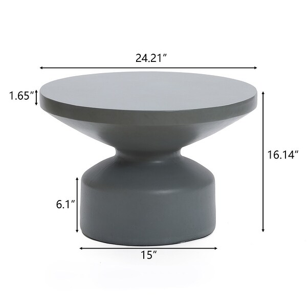 Grey MgO Round Coffee Table，Indoors and Outdoors