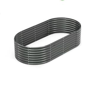 Cesicia 6 ft. L x 3 ft. W x 2 ft. H Outdoor Gray Galvanized Steel Raised Garden Bed Oval Above Ground Modular Planter Boxes ANG001bedwy