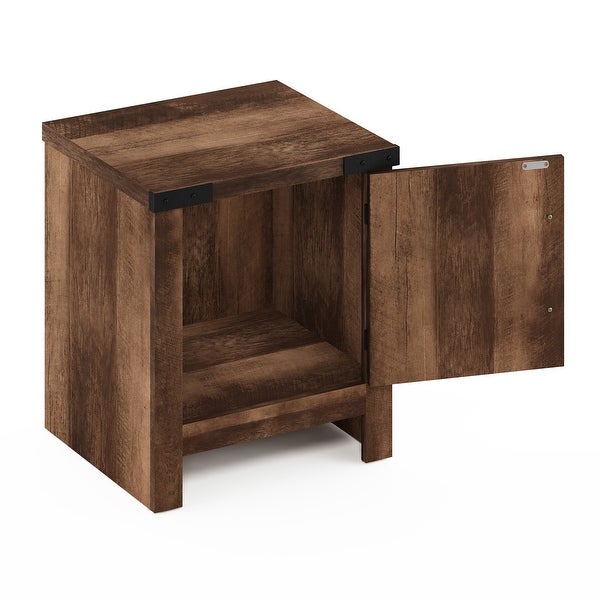 Furinno Jensen Farmhouse End Table with Barn Door