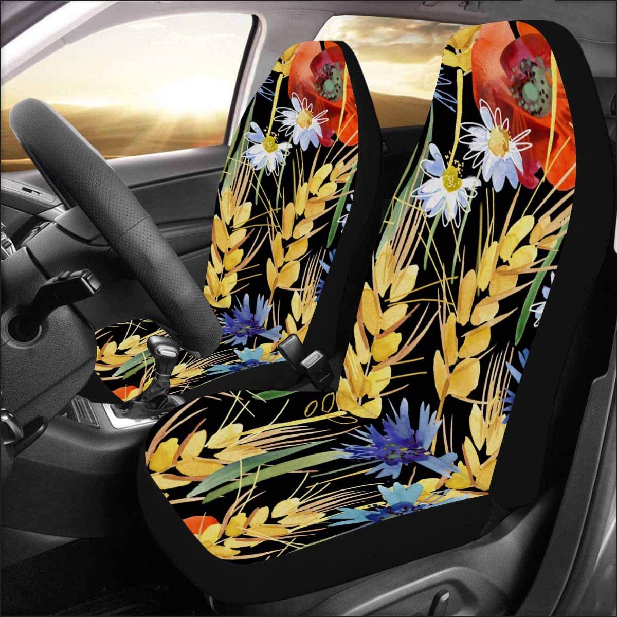 ZHANZZK Set of 2 Car Seat Covers Wheat Ears Universal Auto Front Seats Protector Fits for Car，SUV Sedan，Truck