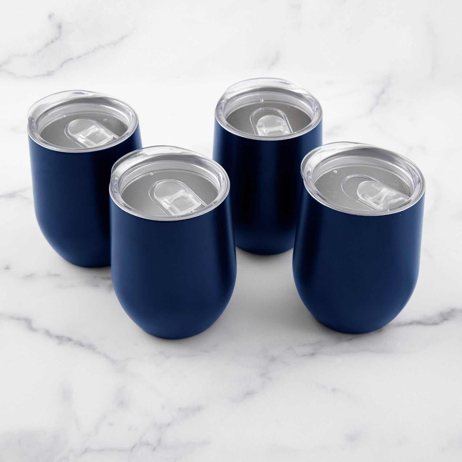 12 Oz Insulated Navy Wine Tumblers, Set Of 4