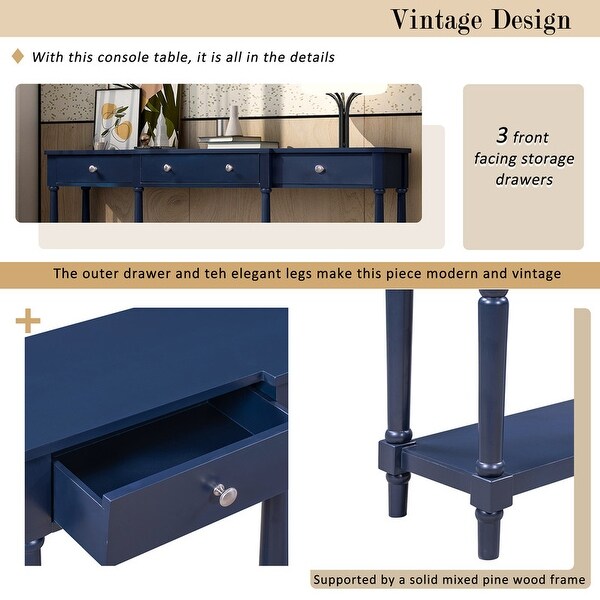 Console Table，Classic Entryway Table with Storage Shelf and Drawer