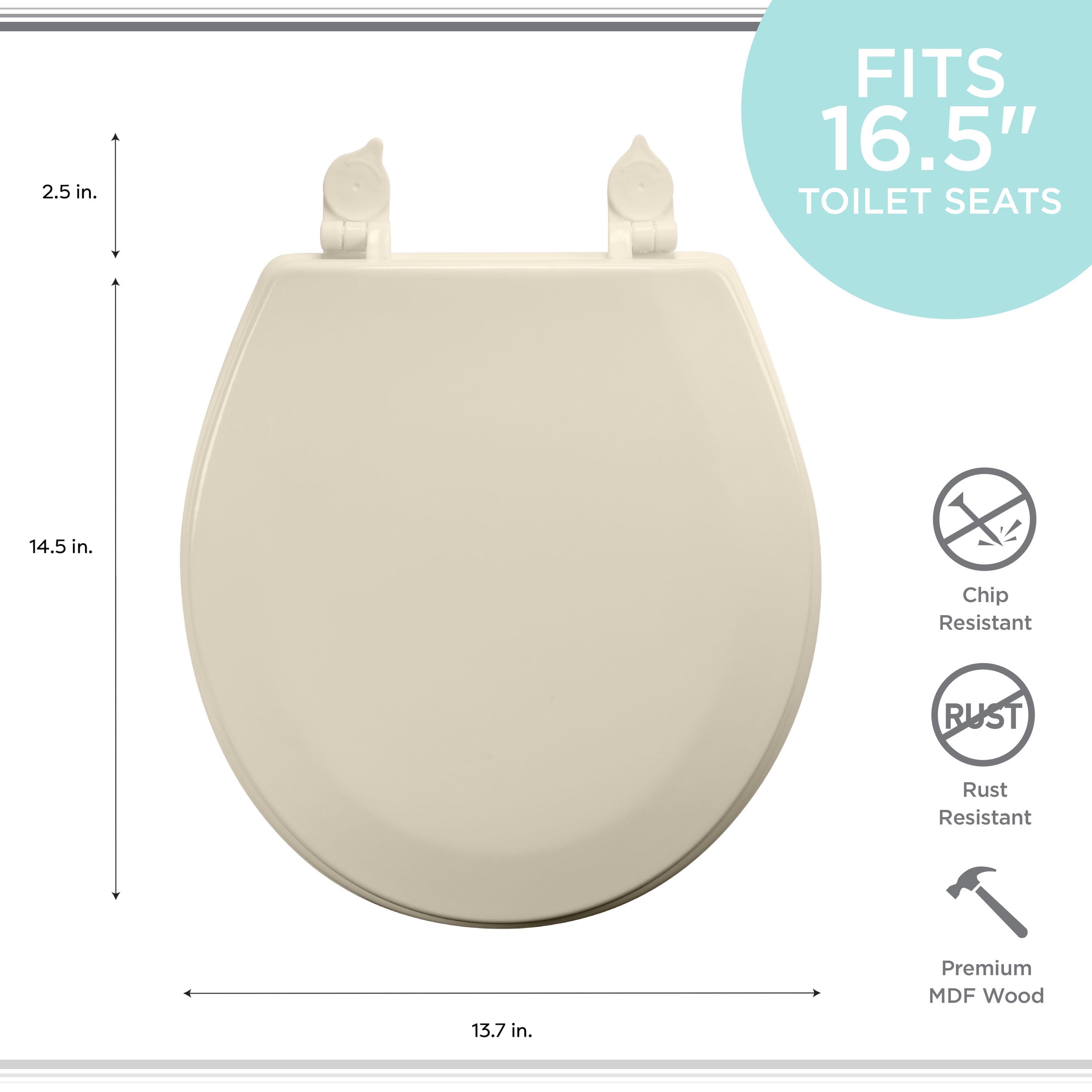 Bath Bliss Beveled Wood Standard Round Toilet Seat in Beige