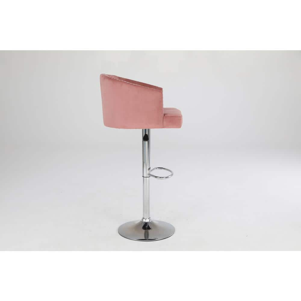 Silverpark 42.91 in. Pink Modern Counter Height Bar Stools Set of 2 Adjustable Swivel Bar Chairs,Seat Velvet Dining Room Bar Chairs AY00CA220725011