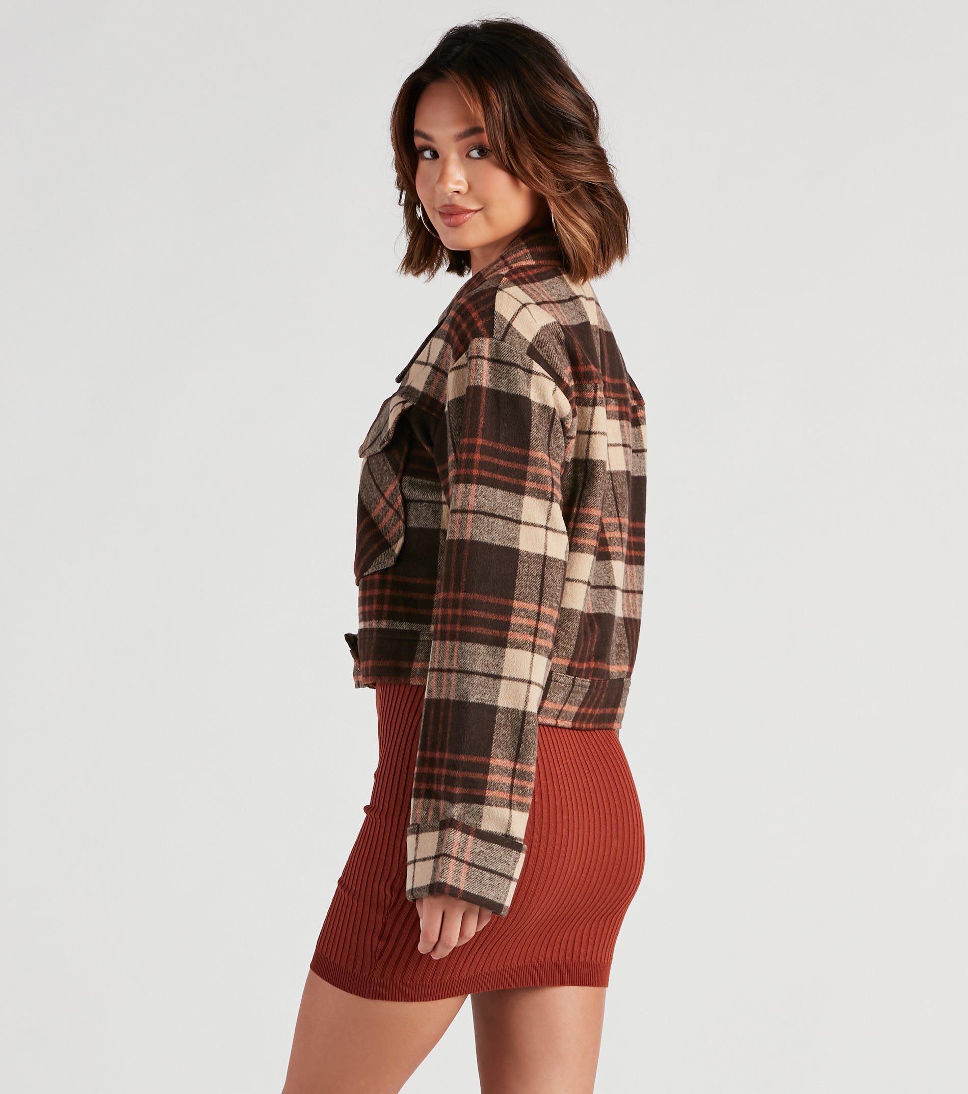 Keep It On Check Plaid Crop Jacket