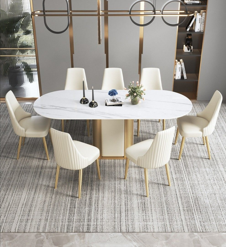 Gold Light Luxury Leather Dining Chair   Contemporary   Dining Chairs   by Miron Demid LLC  Houzz