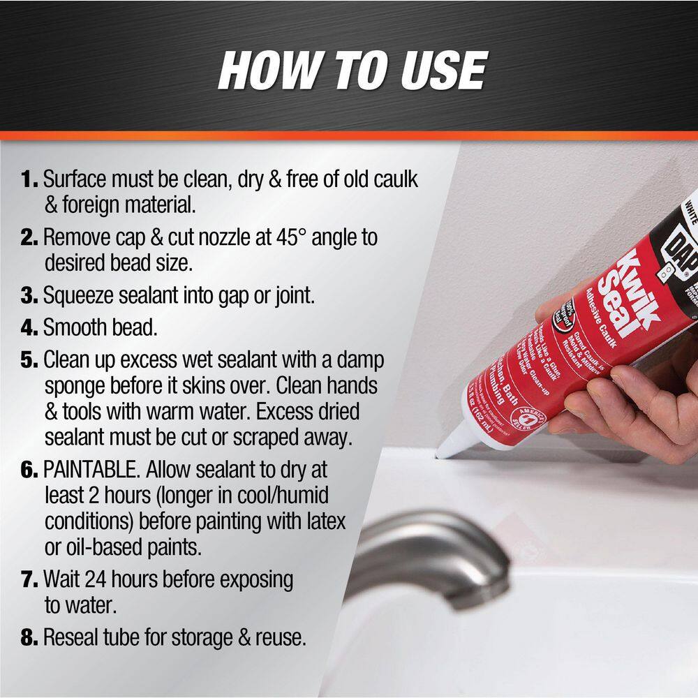 DAP Kwik Seal 5.5 oz. White Kitchen and Bath Adhesive Caulk 18873