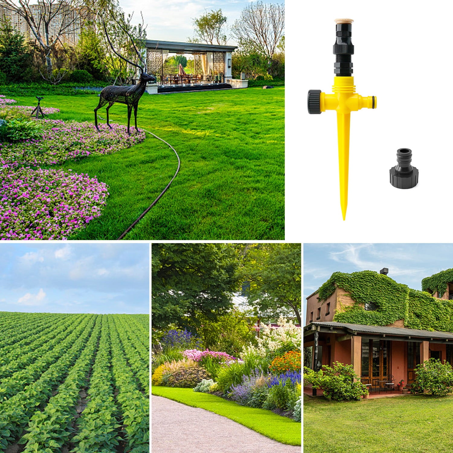 Elegant Choise Lawn Sprinklers for Yard Garden Watering Sprayer Irrigation System， Yellow