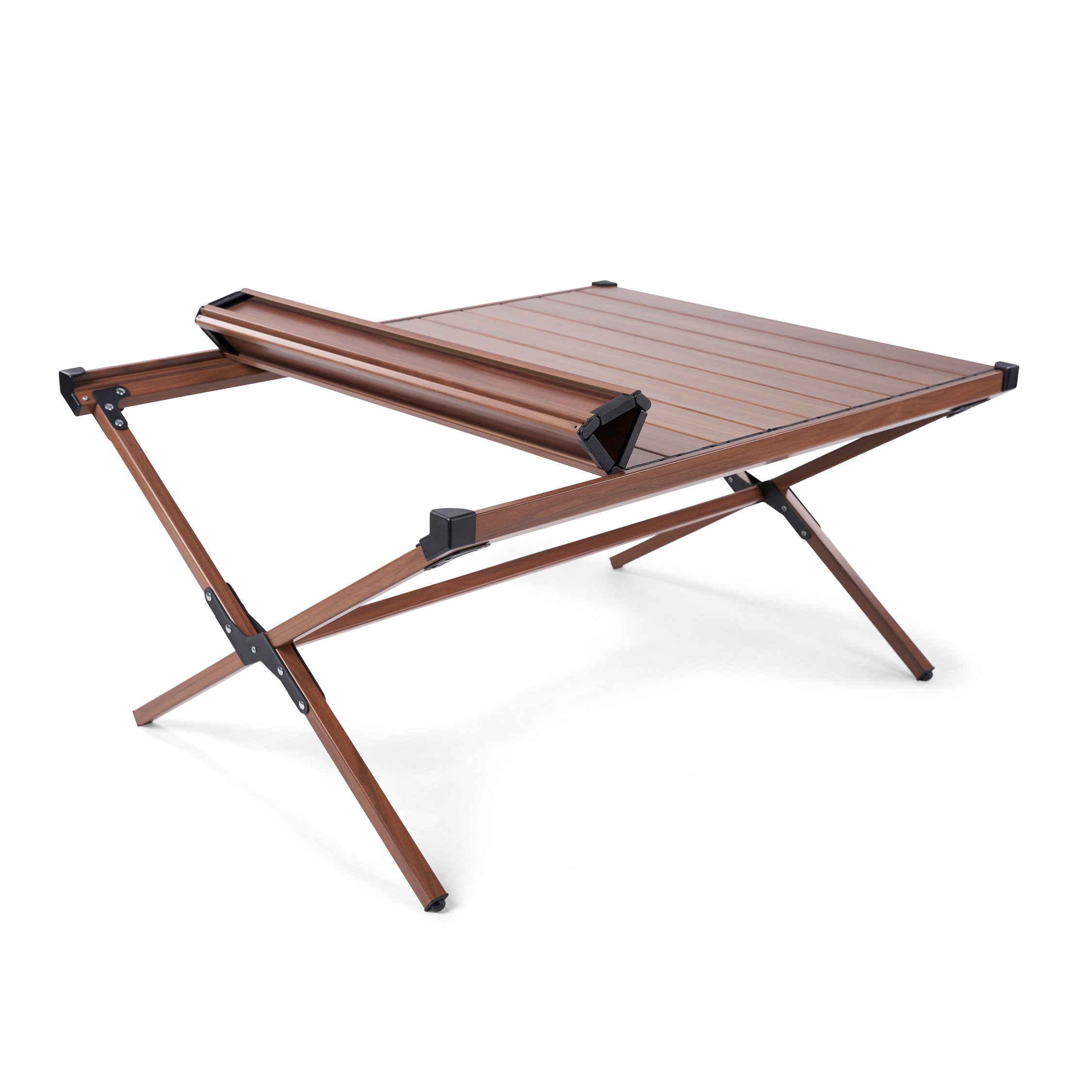 Ozark Trail Aluminum Roll-Top Camping Table， Dark Brown