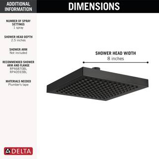 Delta 1-Spray Patterns 2.5 GPM 8 in. Wall Mount Fixed Shower Head in Matte Black RP50841BL