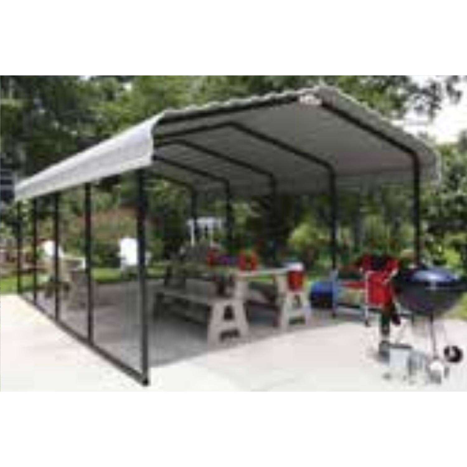 Arrow 12 ft. x 20 ft. Metal Horizontal Peak Carport without Floor Kit