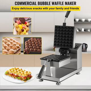 VEVOR Commercial Bubble Waffle Maker 8 in. Silver Square Mould 122-572F Adjustable Stainless Steel Baker DJFXZMC110VQWJ224V1