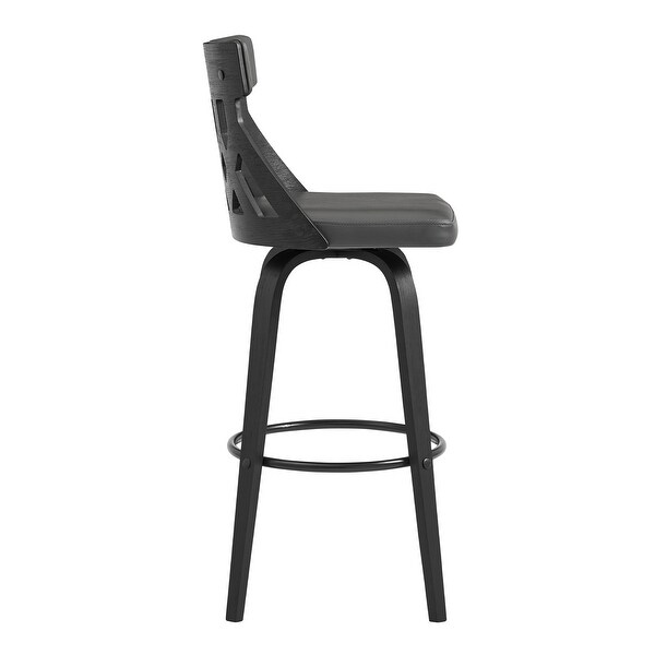 Crux Swivel Bar Stool in Faux Leather and Wood