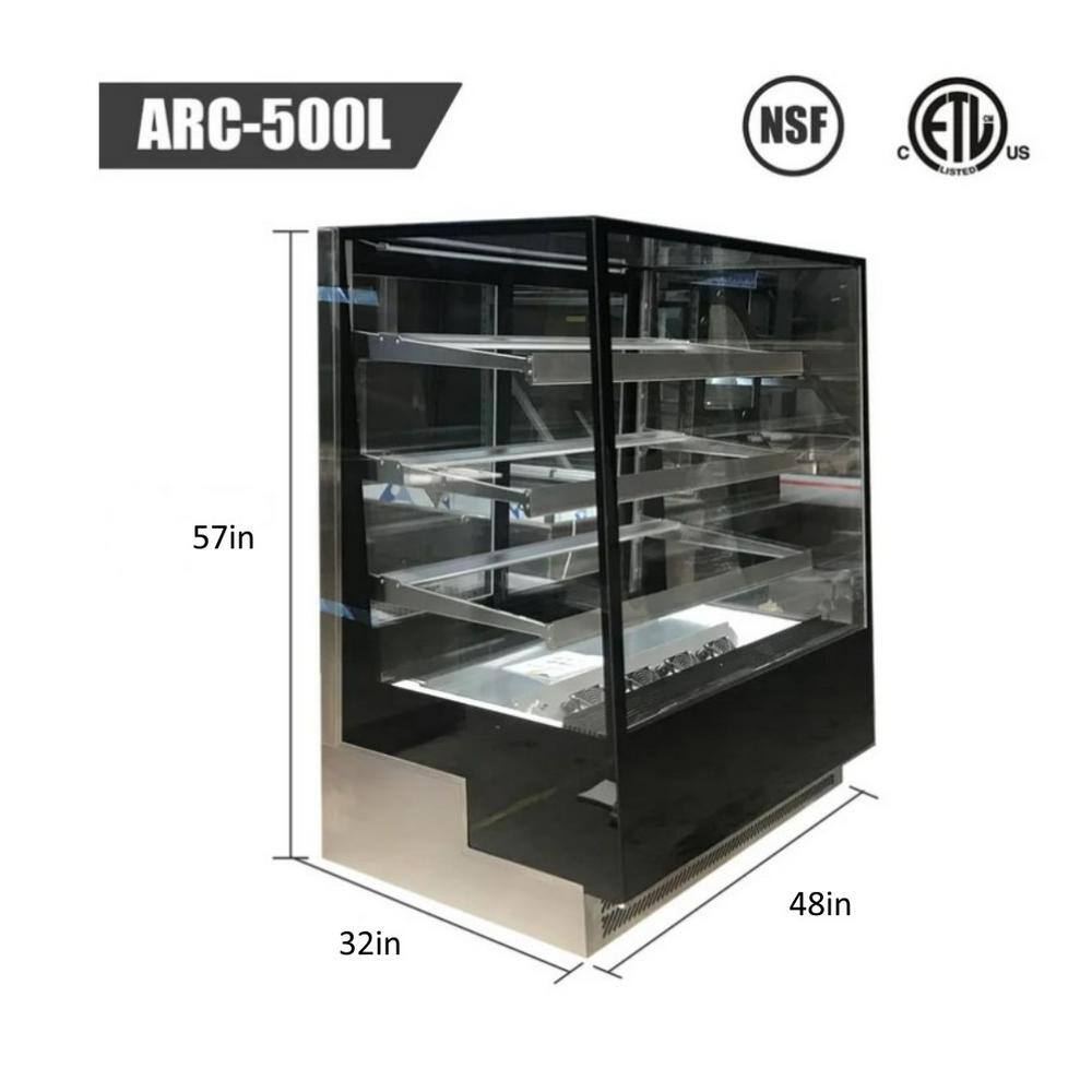 Cooler Depot 48in.W 23 cu.ft Commercial Glass Door bakery Refrigerated Refrigerator Display case in Stainless DXXARC-500L