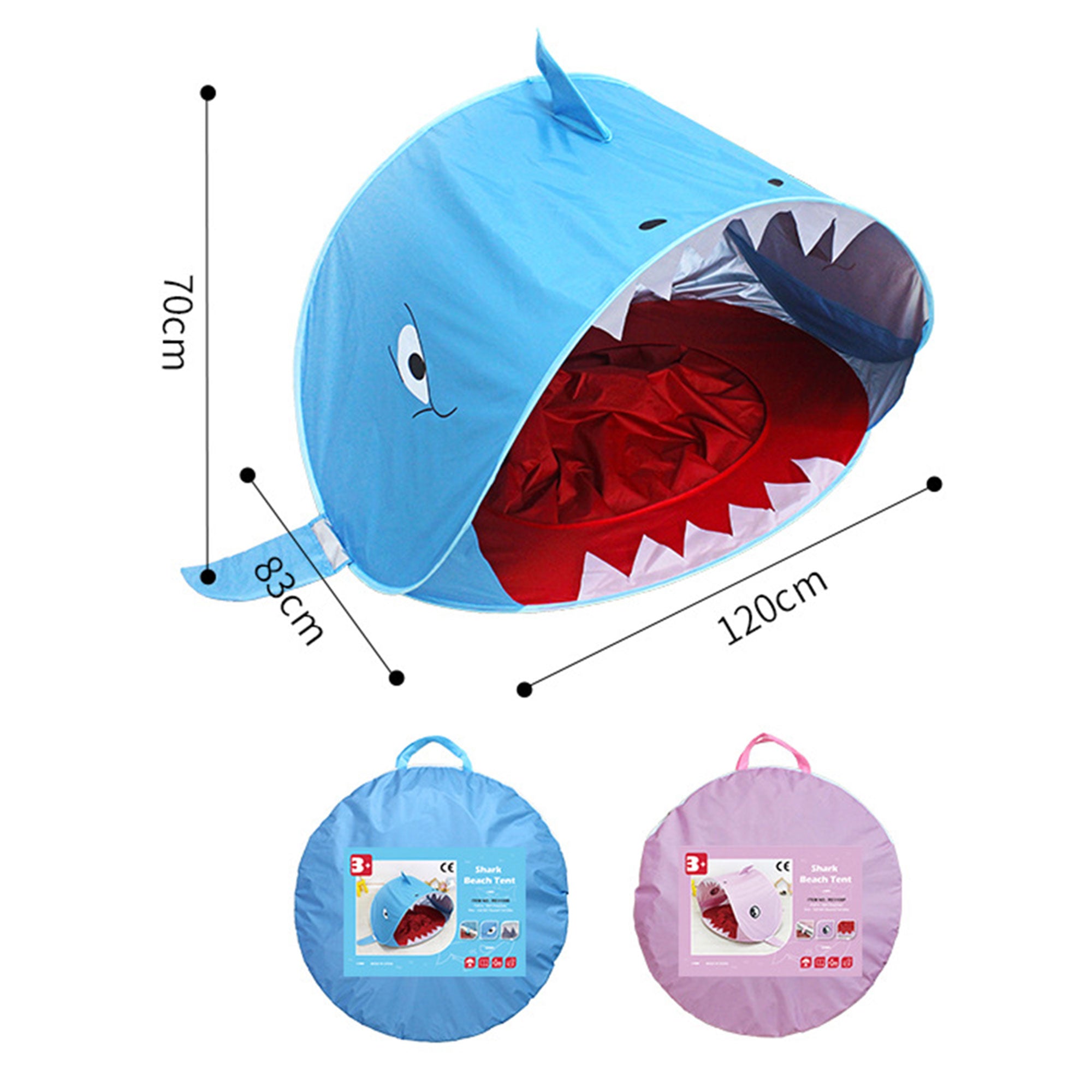 Luckinbaby Children Cartoon Shark Beach Tent， Portable Folding Swimming Pool