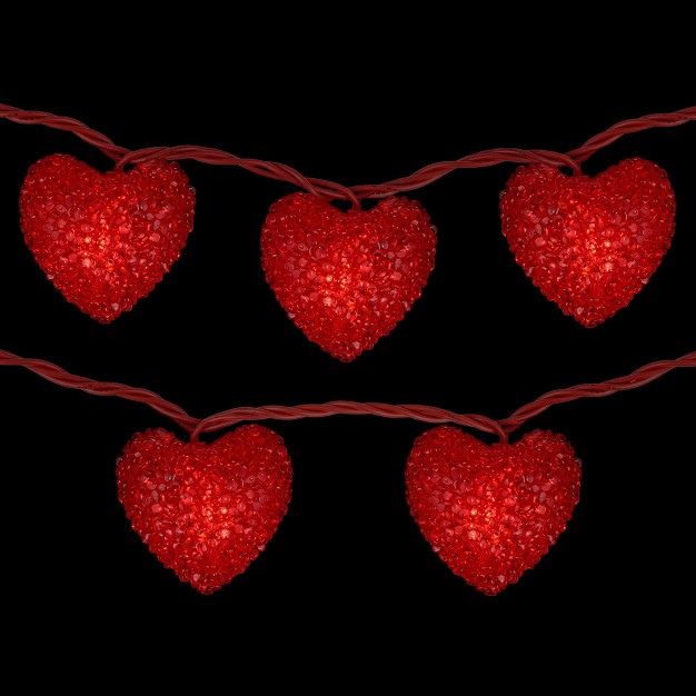 Northlight 10 count Red Heart Mini Valentine x27 s Day Light Set 7 5ft Red Wire