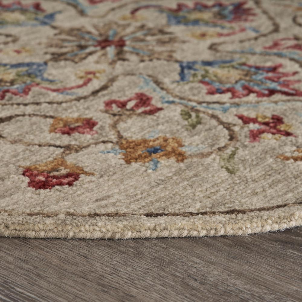 Ox Bay Sinuous Beige 4 Feet Trailing Floral Oasis Round Area Rug