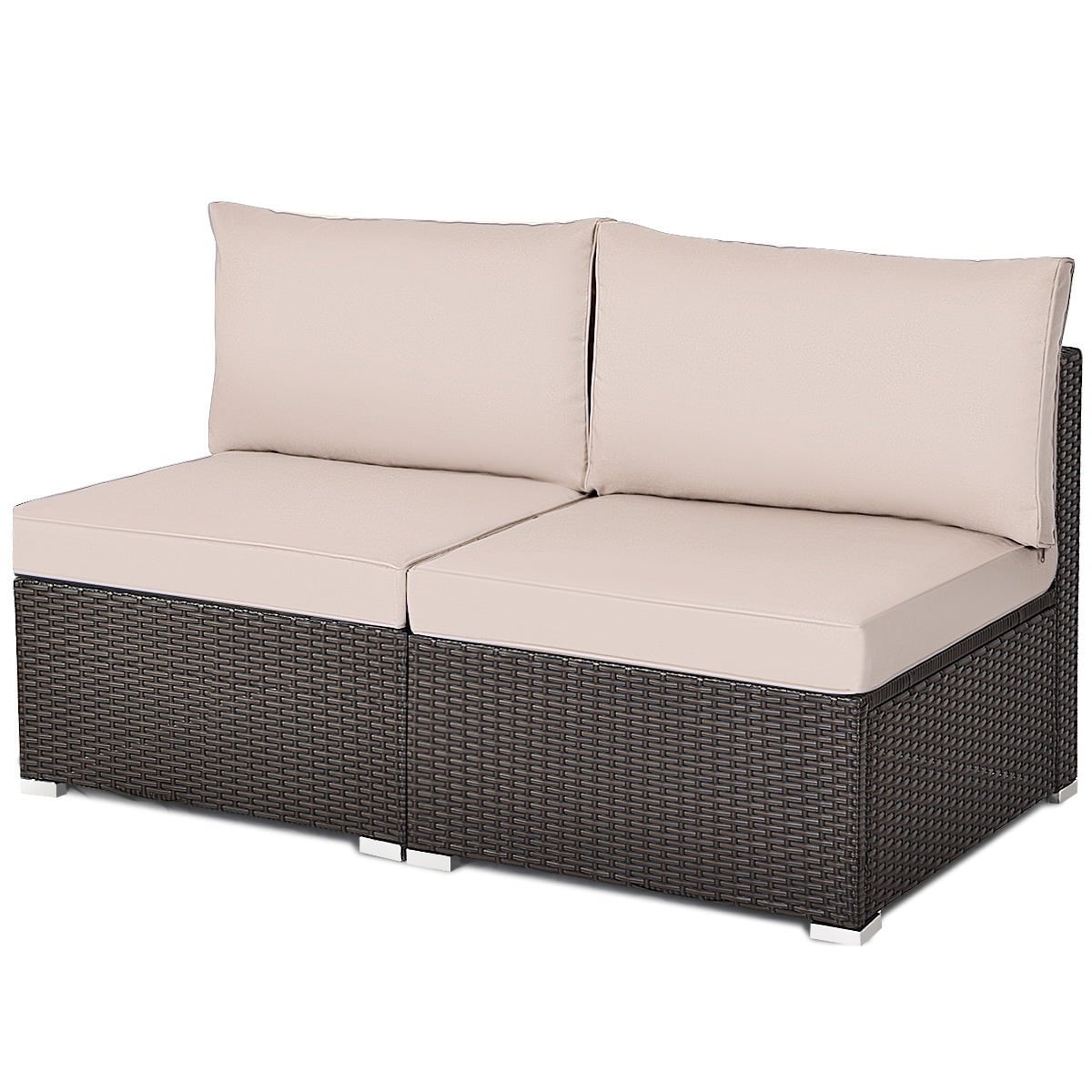 2 Piece Patio Rattan Armless Sofa - Modern Furniture - Overstock - 37511897