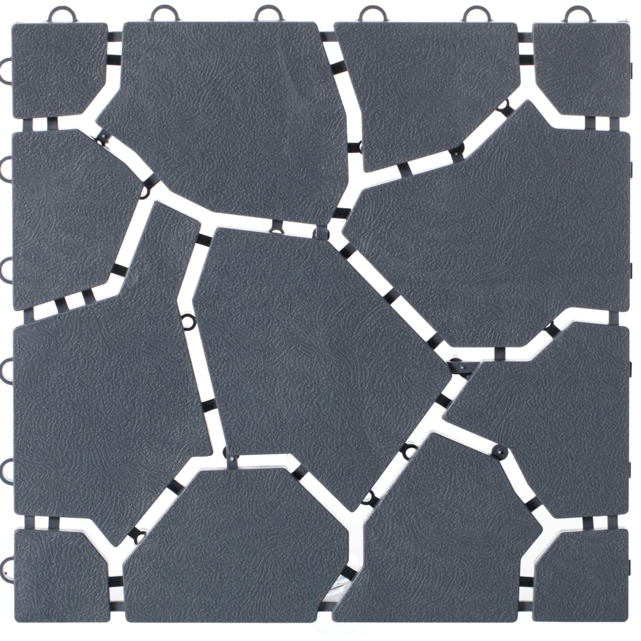 Gray Garden Path Track Interlocking Stone Look Design Pathway Tile Floor Paver， Pack of 4