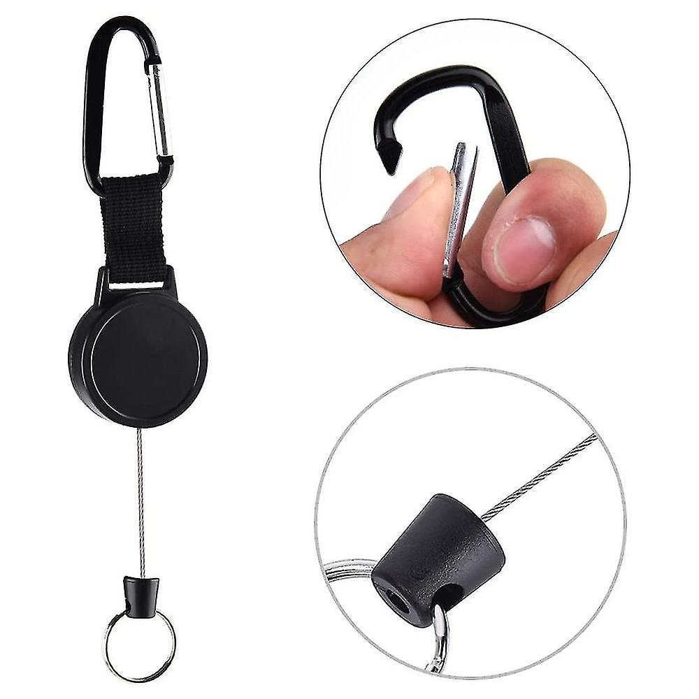 3 Pcs Retractable Keychain Retractable Badge Holder Reel Clip  Badge Holder With Steel Wire Rope