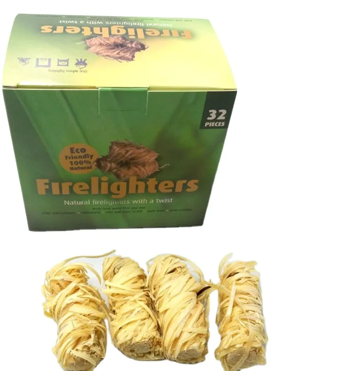 Wood Wool Firelighter Naturally Wood Fire Starter Fireplace Camp Pit Stove Grill Firelighters