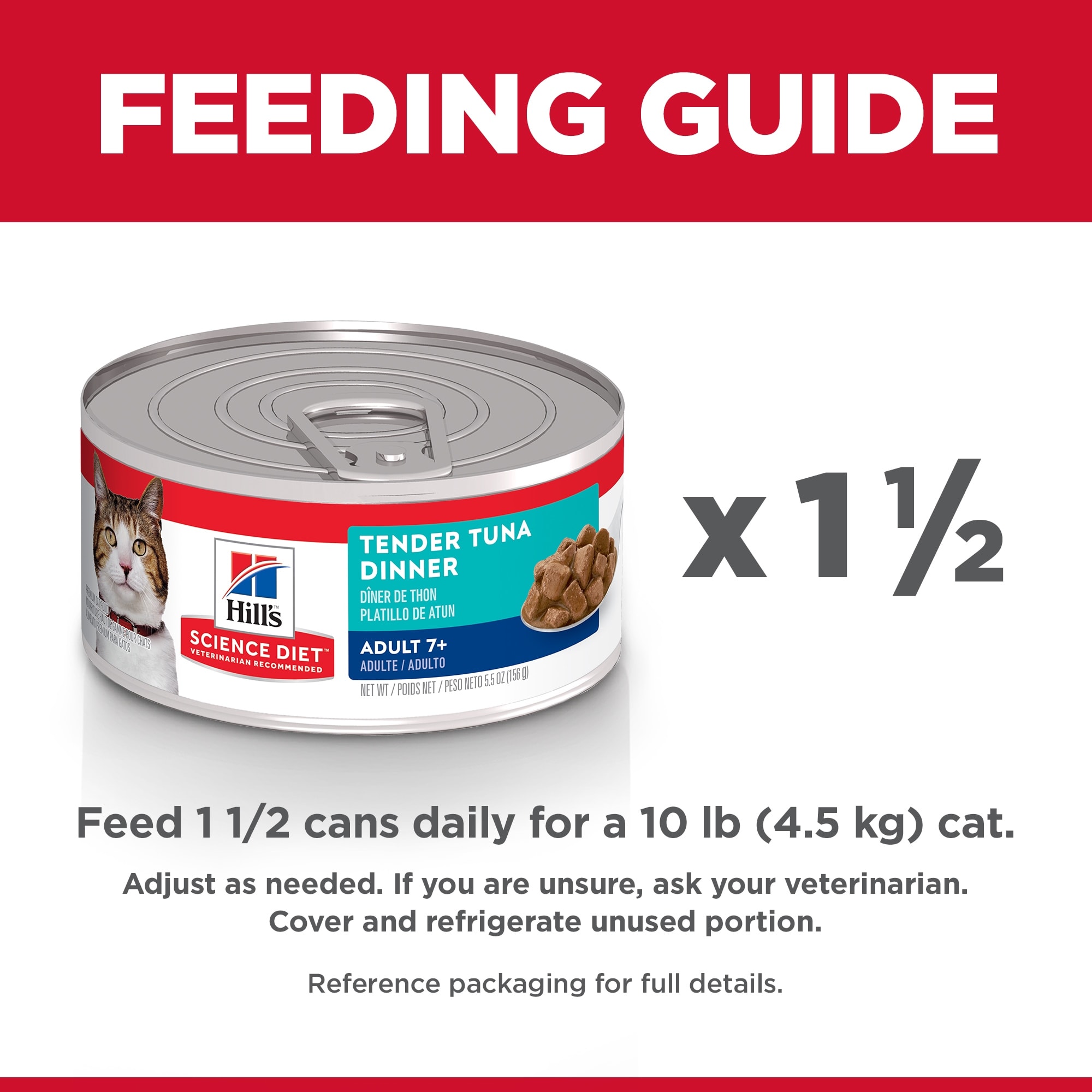 Hill's Science Diet Adult 7+ Tender Tuna Dinner Canned Cat Food， 5.5 oz.， Case of 24