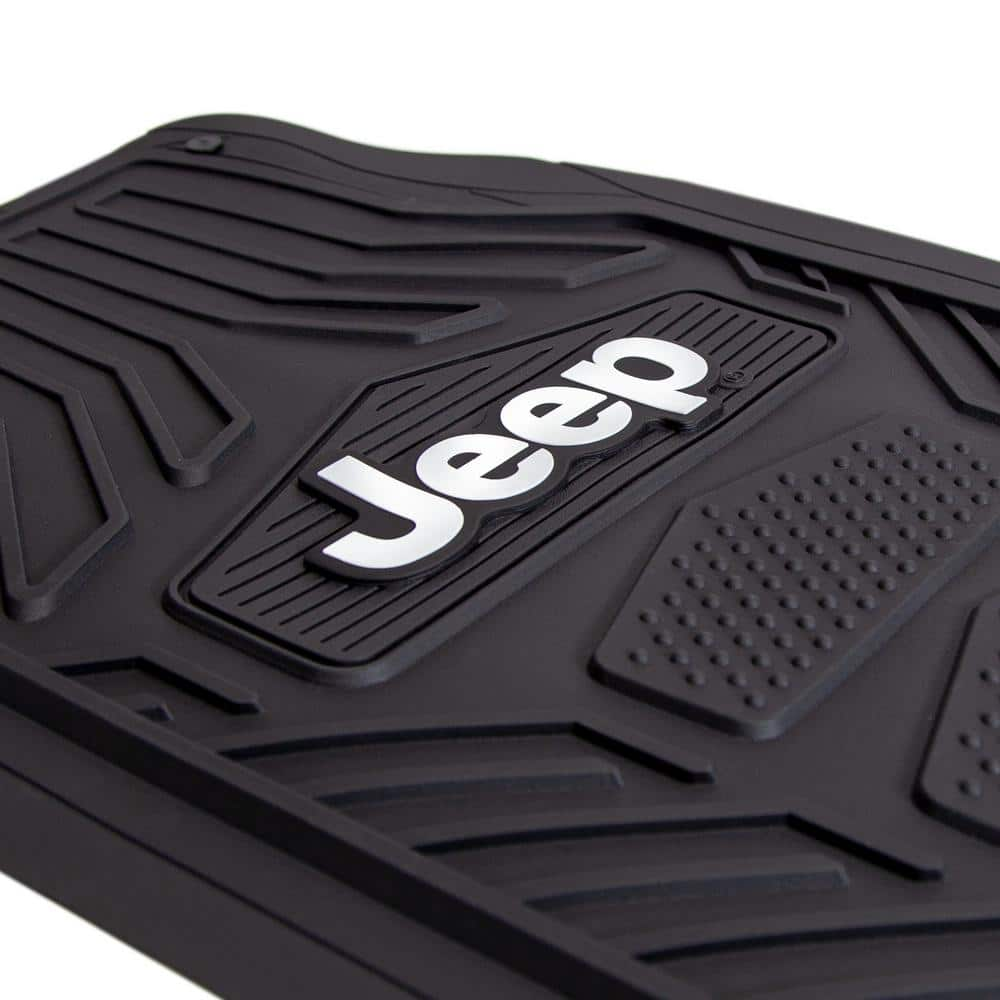 Plasticolor Jeep WeatherPro 4-Piece Set 27 in. x 17.5 in. Ultra-Durable Rubber Utility Black/White Car Mat 001668R01