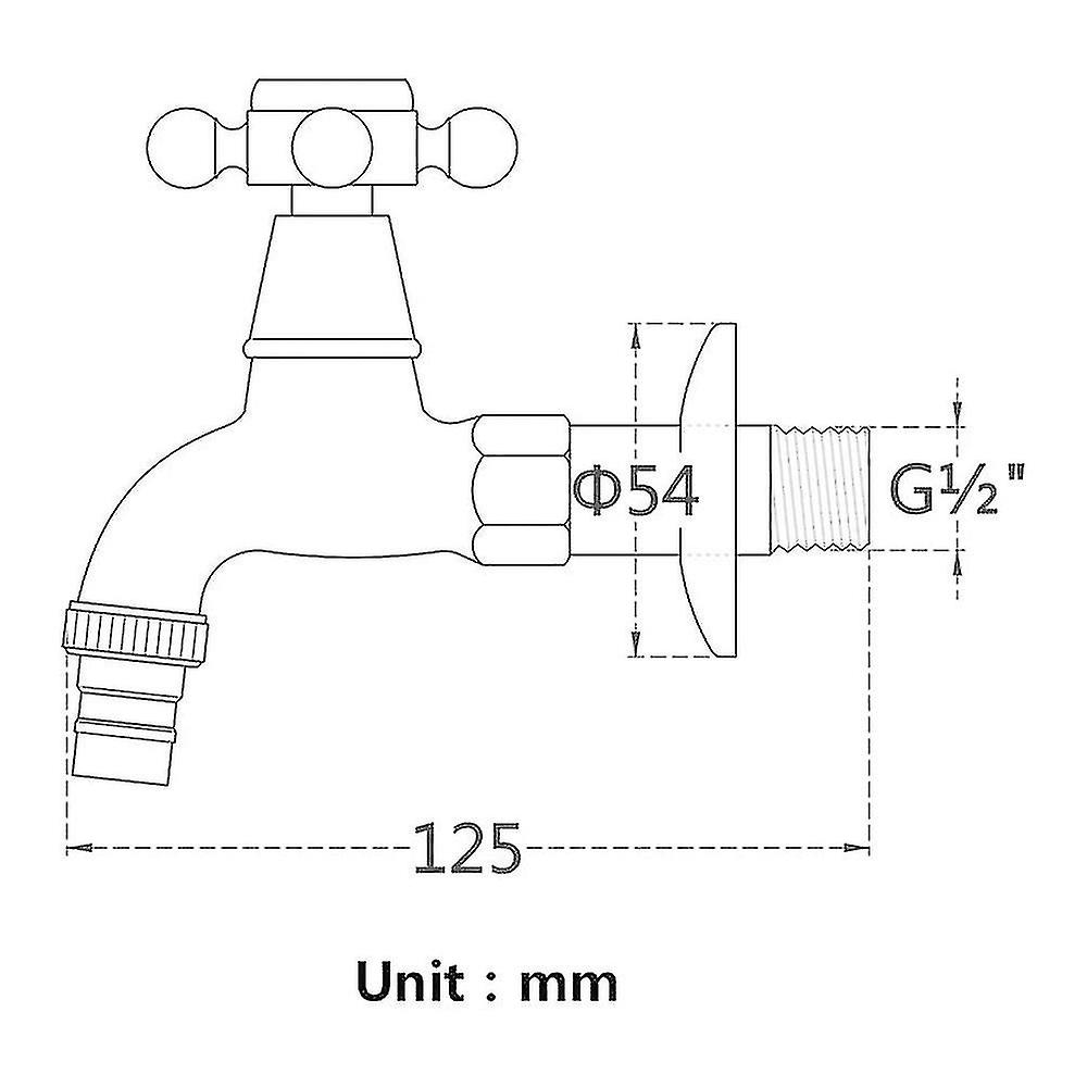 Brass Washing Machine Faucet With 1/2inch Sink Spout Antique Cross Handle Mop Faucet For Garden Sink， Black 1 Pcs