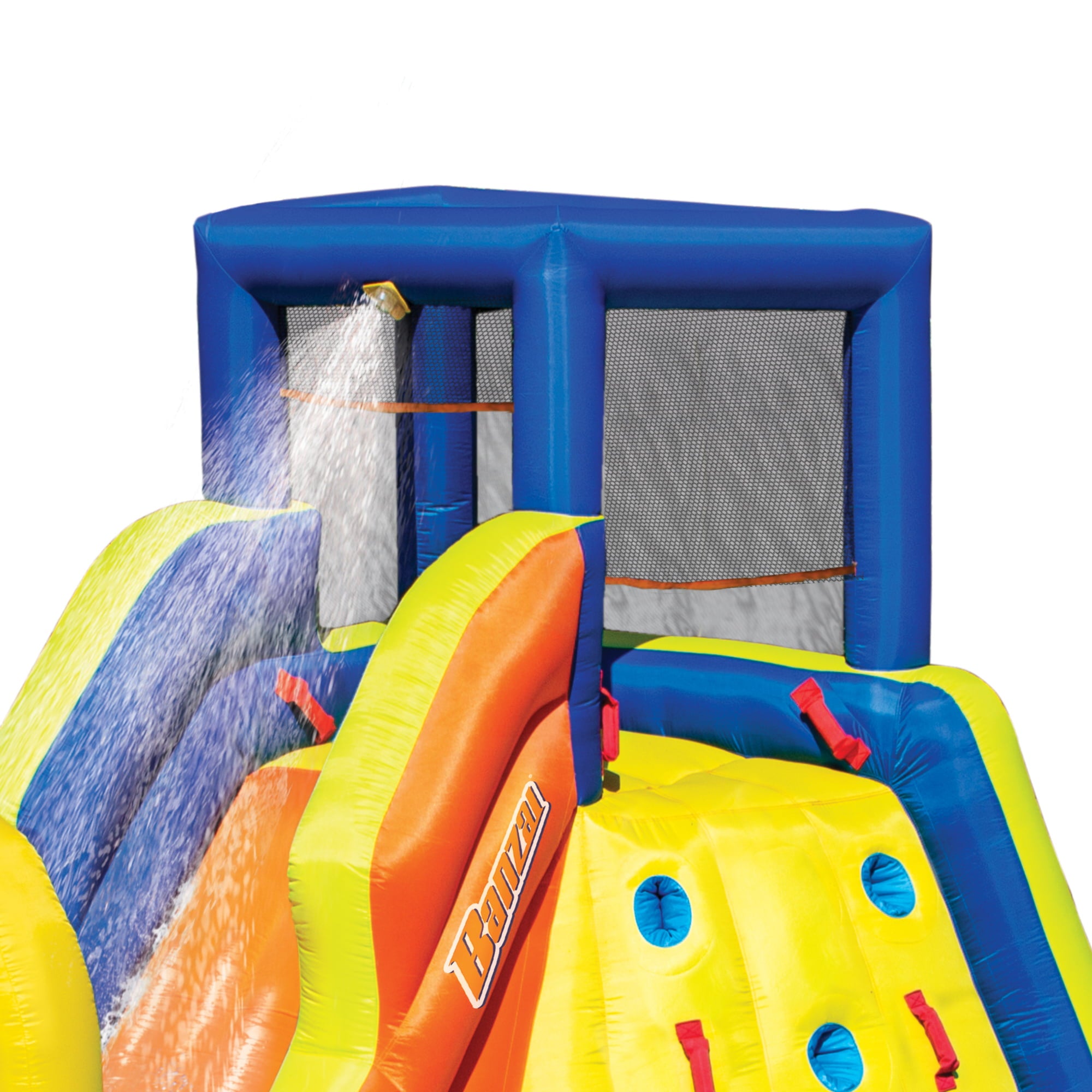 BANZAI Splash Summit Inflatable Water Park Play Center - Includes Water Slide & Climbing Wall - Outdoor Summer Fun For Kids & Families