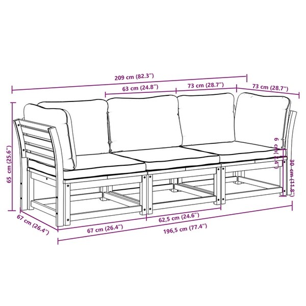 vidaXL Patio Sofa with Cushions 2Seater Outdoor Loveseat Solid Wood Acacia