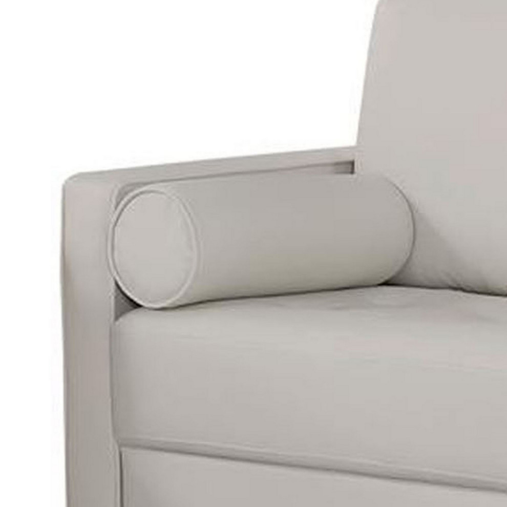 Quzi 52 Inch Loveseat Usb Port Bolster Pillows Tapered Legs Off White   Midcentury   Loveseats   by Dot  ampBo  Houzz