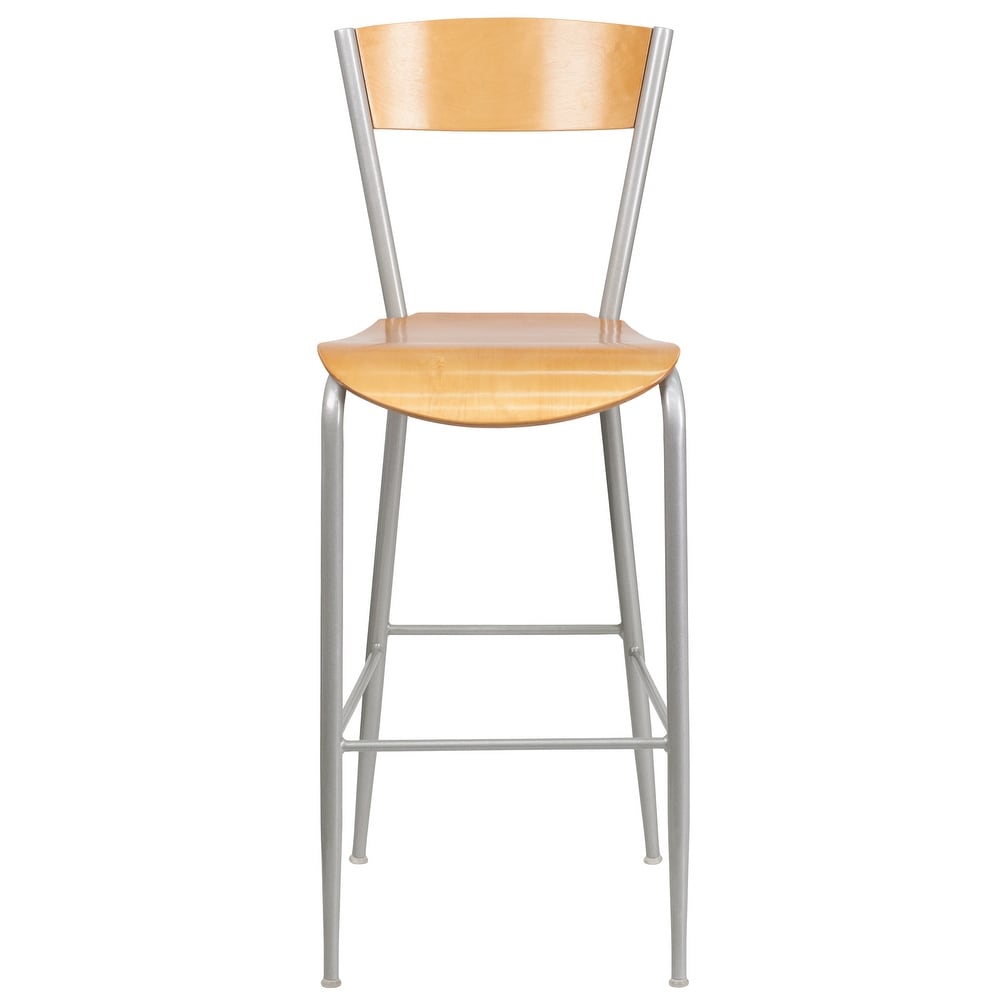 Metal Restaurant Barstool   Wood Back   Seat   16.5\