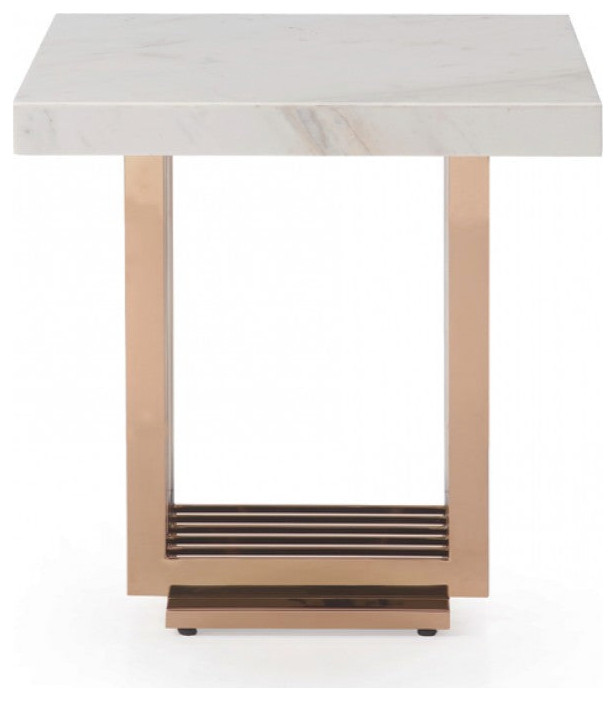 Andris Modern Marble and Rosegold End Table   Midcentury   Side Tables And End Tables   by Virgil Stanis Design  Houzz