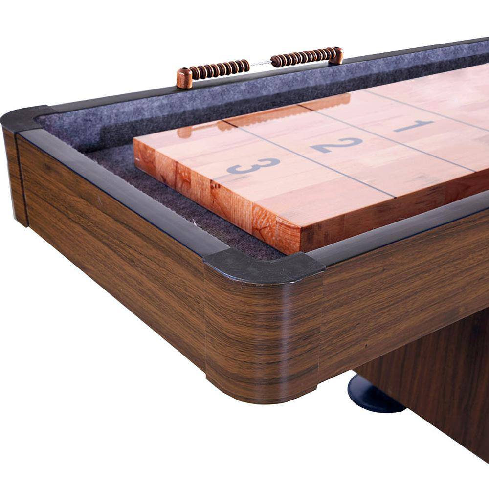 Hathaway Challenger 9 ft. Shuffleboard Table w Walnut Finish Hardwood Playfield Storage Cabinets BG1205