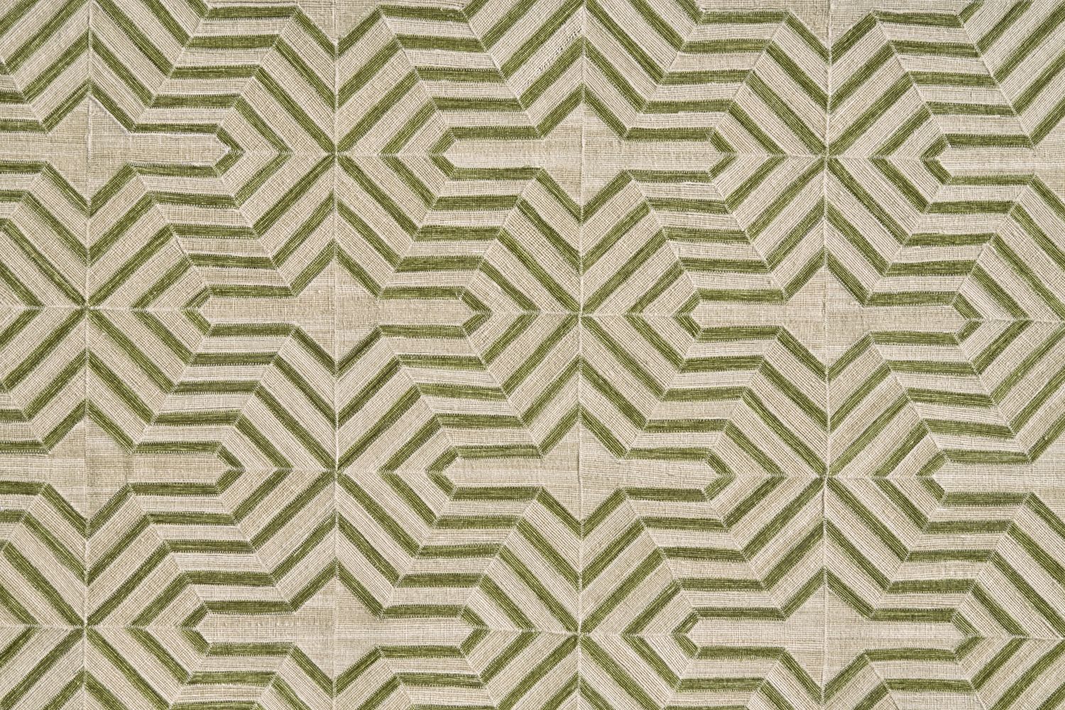 Bromham Flatweave Green and Ivory Rug by BD Fine